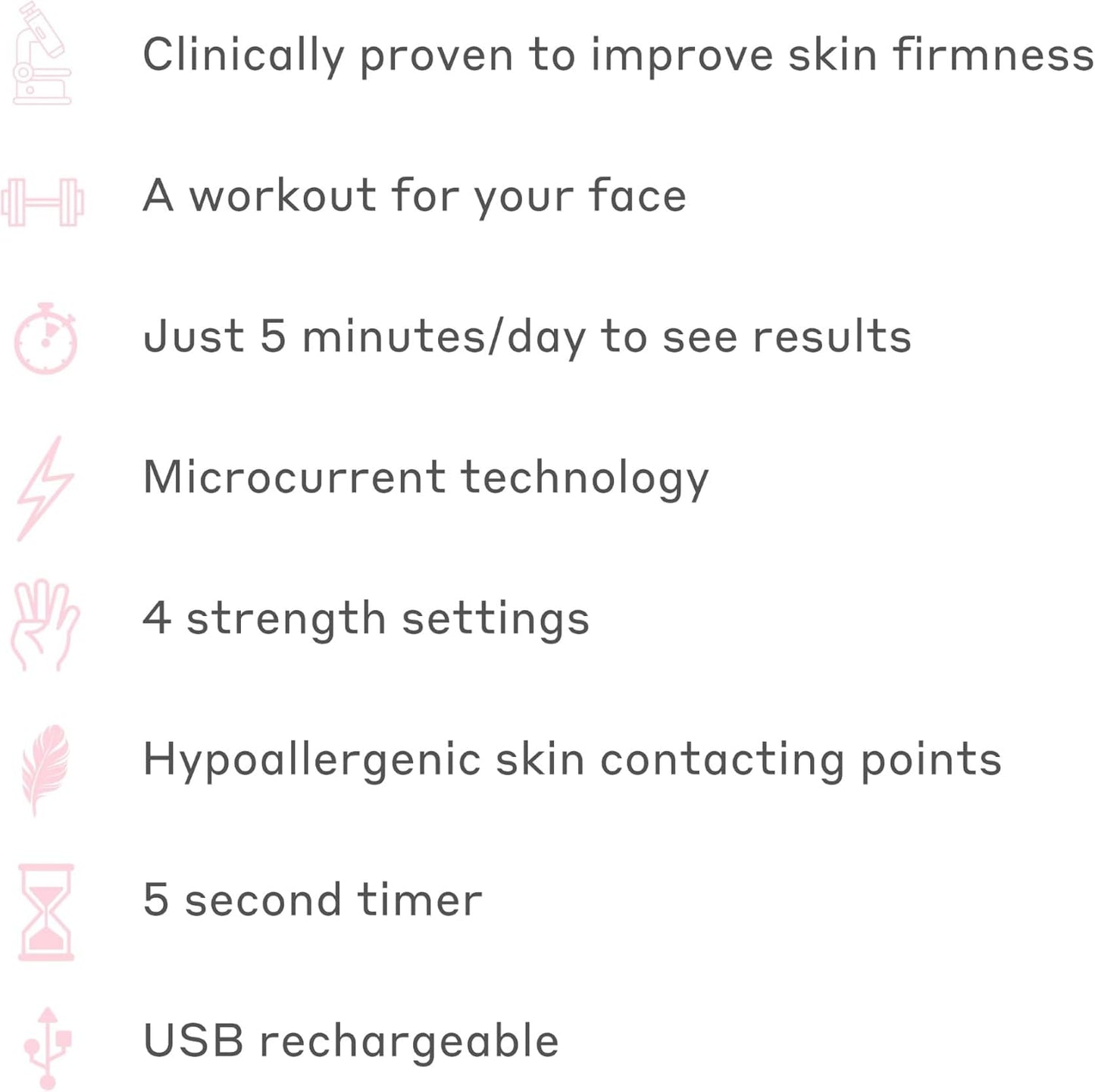 Lift off Microcurrent Facial Toning Device, Pink, USB Rechargeable, with Prepare + Glide Superconductive Gel 60Ml at Home Face Lift (Pink)