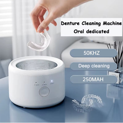 Portable Ultrasonic Retainer Cleaner Machine for Dentures Retainer Mouth Guard Aligner Whitening Trays Personal Oral Supplies