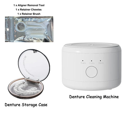 Portable Ultrasonic Retainer Cleaner Machine for Dentures Retainer Mouth Guard Aligner Whitening Trays Personal Oral Supplies