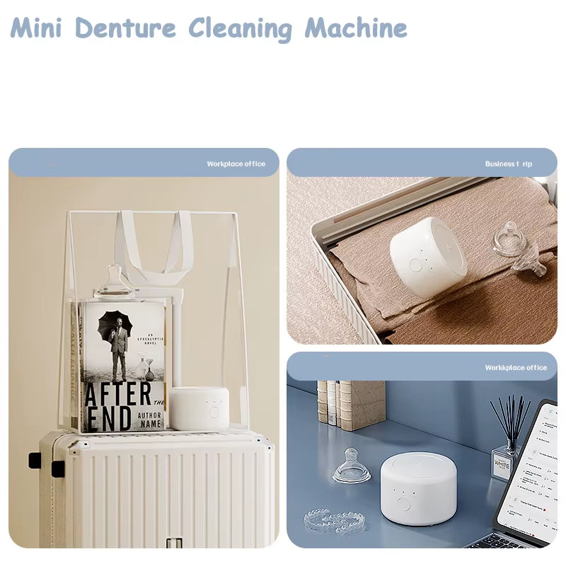 Portable Ultrasonic Retainer Cleaner Machine for Dentures Retainer Mouth Guard Aligner Whitening Trays Personal Oral Supplies