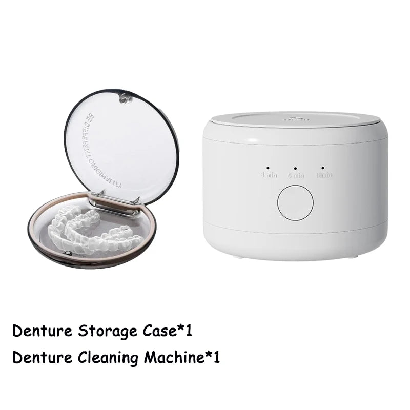 Portable Ultrasonic Retainer Cleaner Machine for Dentures Retainer Mouth Guard Aligner Whitening Trays Personal Oral Supplies