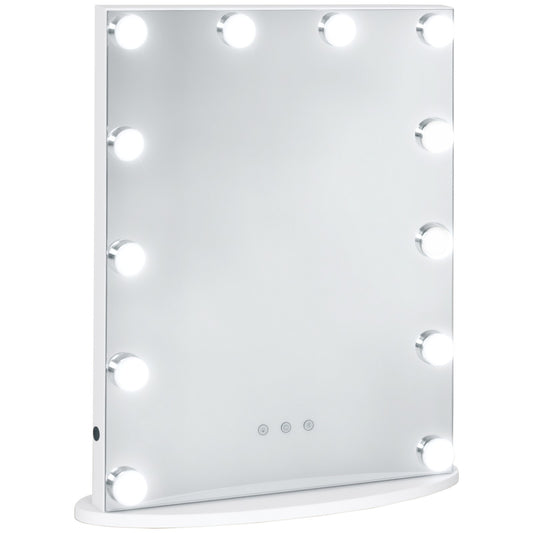 HOMCOM Hollywood Makeup Mirror with Led Light Dimmer Cosmetic Beauty Stage