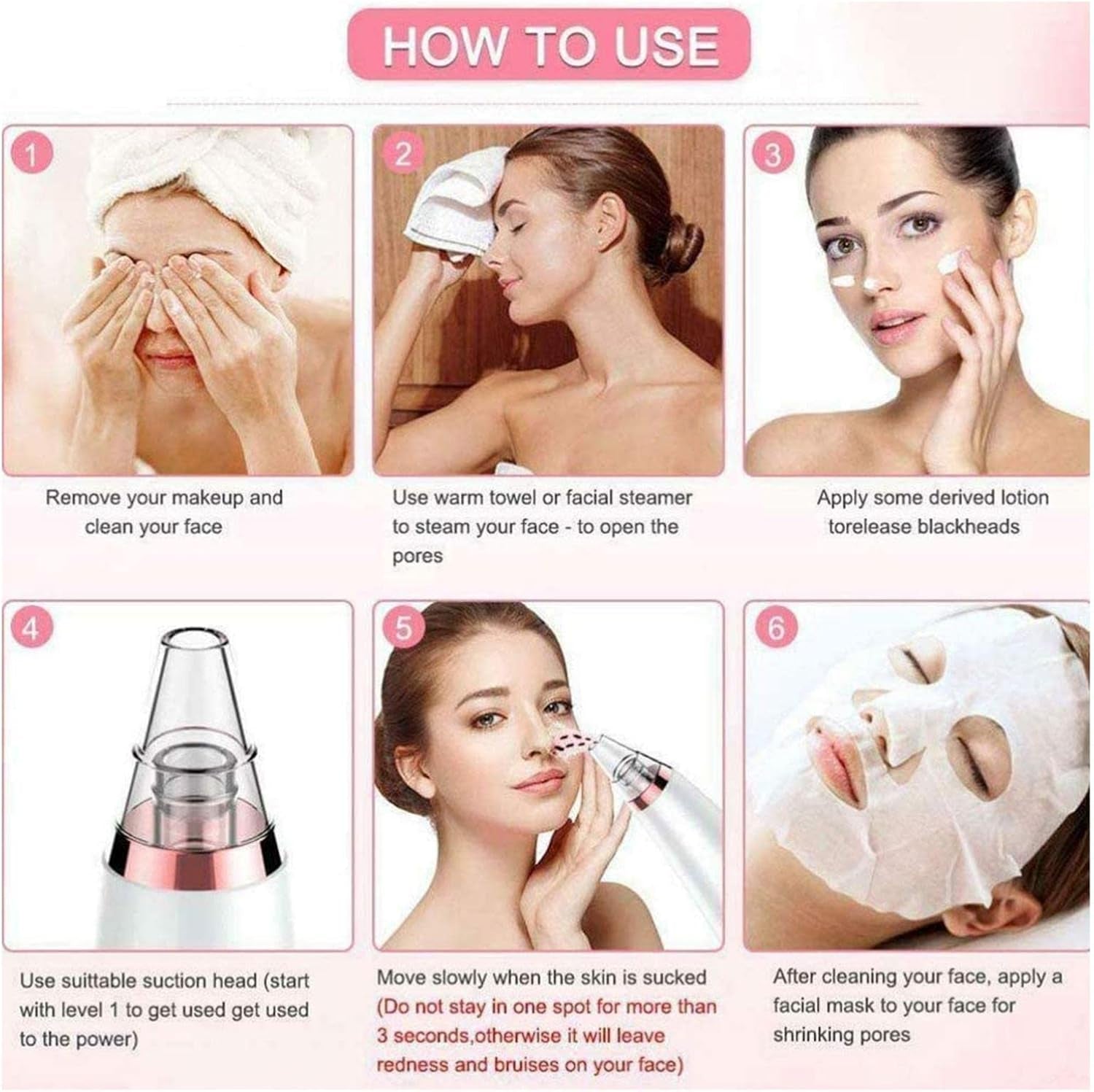 Pore Cleaner Blackhead Remover Vacuum Acne Comedone Extractor Facial Pore Cleanser Sucker Spot Pimple Whitehead Deep Suction