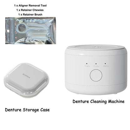 Portable Ultrasonic Retainer Cleaner Machine for Dentures Retainer Mouth Guard Aligner Whitening Trays Personal Oral Supplies