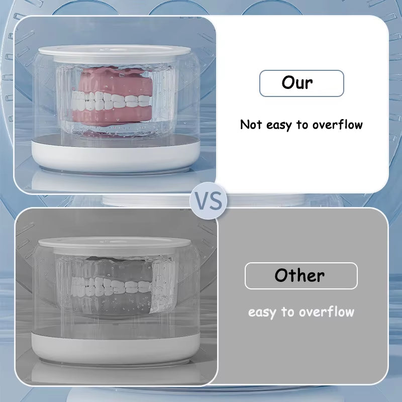 Portable Ultrasonic Retainer Cleaner Machine for Dentures Retainer Mouth Guard Aligner Whitening Trays Personal Oral Supplies