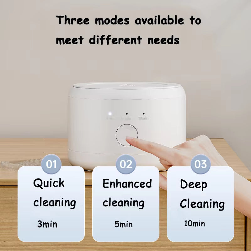 Portable Ultrasonic Retainer Cleaner Machine for Dentures Retainer Mouth Guard Aligner Whitening Trays Personal Oral Supplies