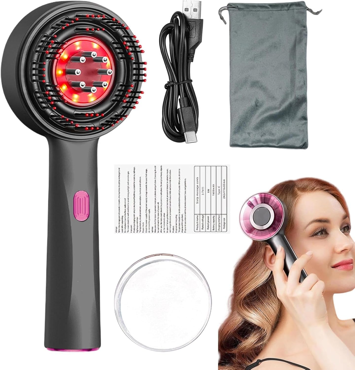 Stimulate Hair Growth with Electric Scalp Massage Comb, Hair Oil Applicator with Scalp Massager Brush