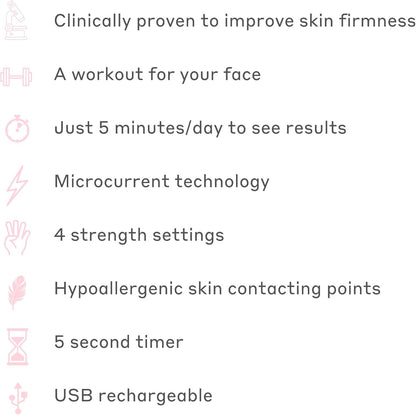 Lift off Microcurrent Facial Toning Device, Pink, USB Rechargeable, with Prepare + Glide Superconductive Gel 60Ml at Home Face Lift (Pink)