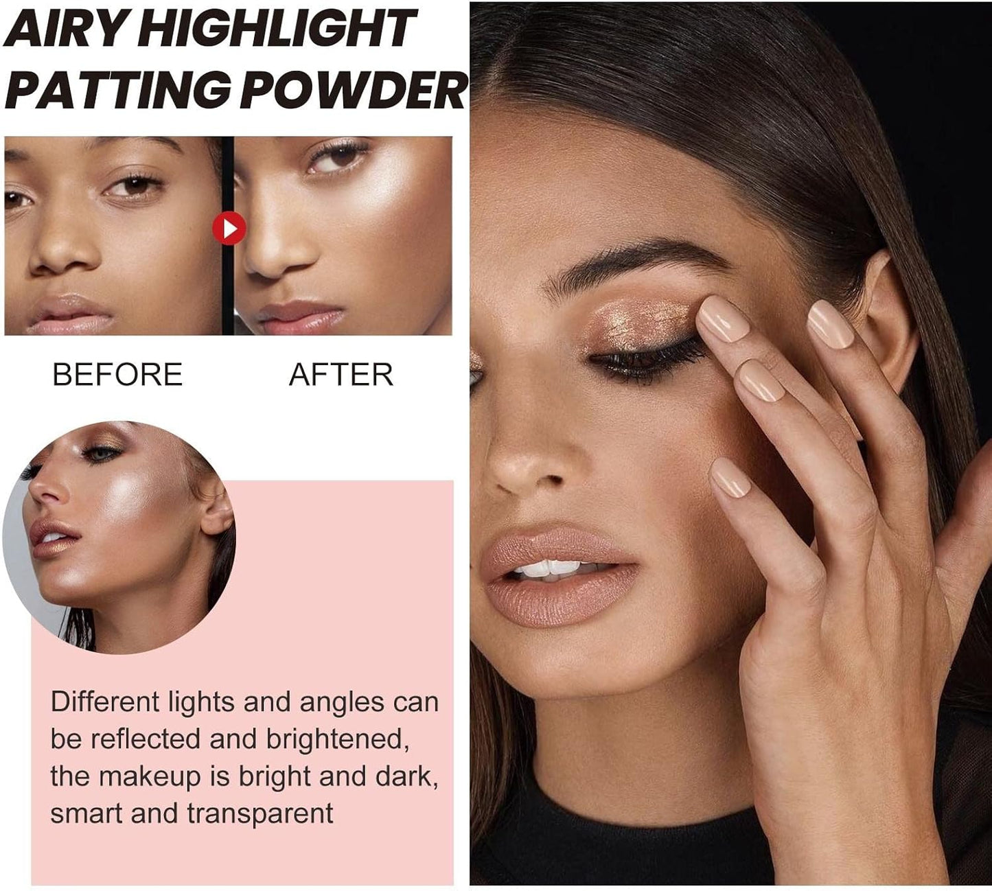 Glow Products Makeup High Light Flapping Powder Body Brightening Moisturizing and Glowing Face and Body Multipurpose Cosmetics Face Body Glow Lighting Champagne Eye Liner