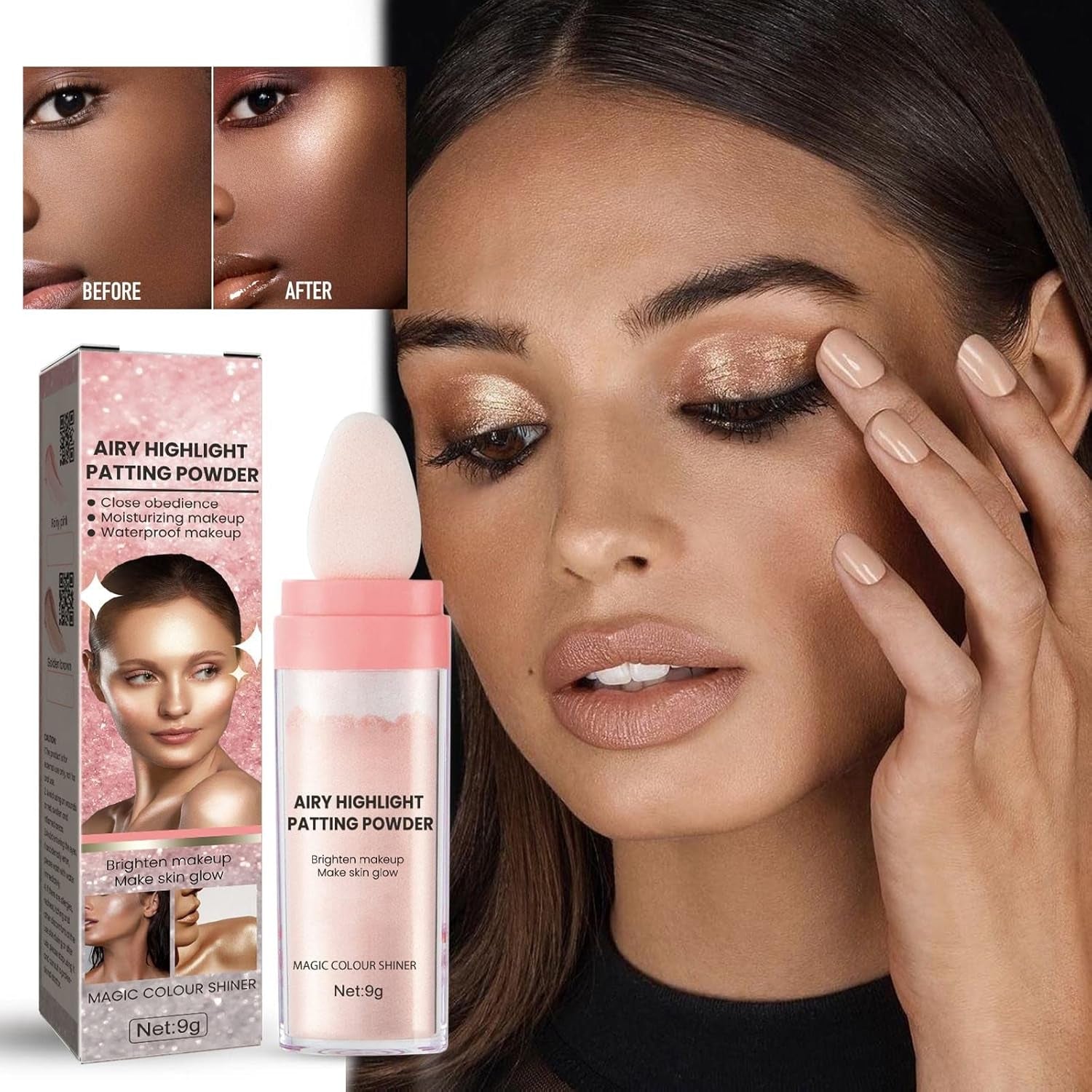 Glow Products Makeup High Light Flapping Powder Body Brightening Moisturizing and Glowing Face and Body Multipurpose Cosmetics Face Body Glow Lighting Champagne Eye Liner